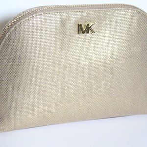 NWT Michael Kors Large Gold Canvas Travel Pouch